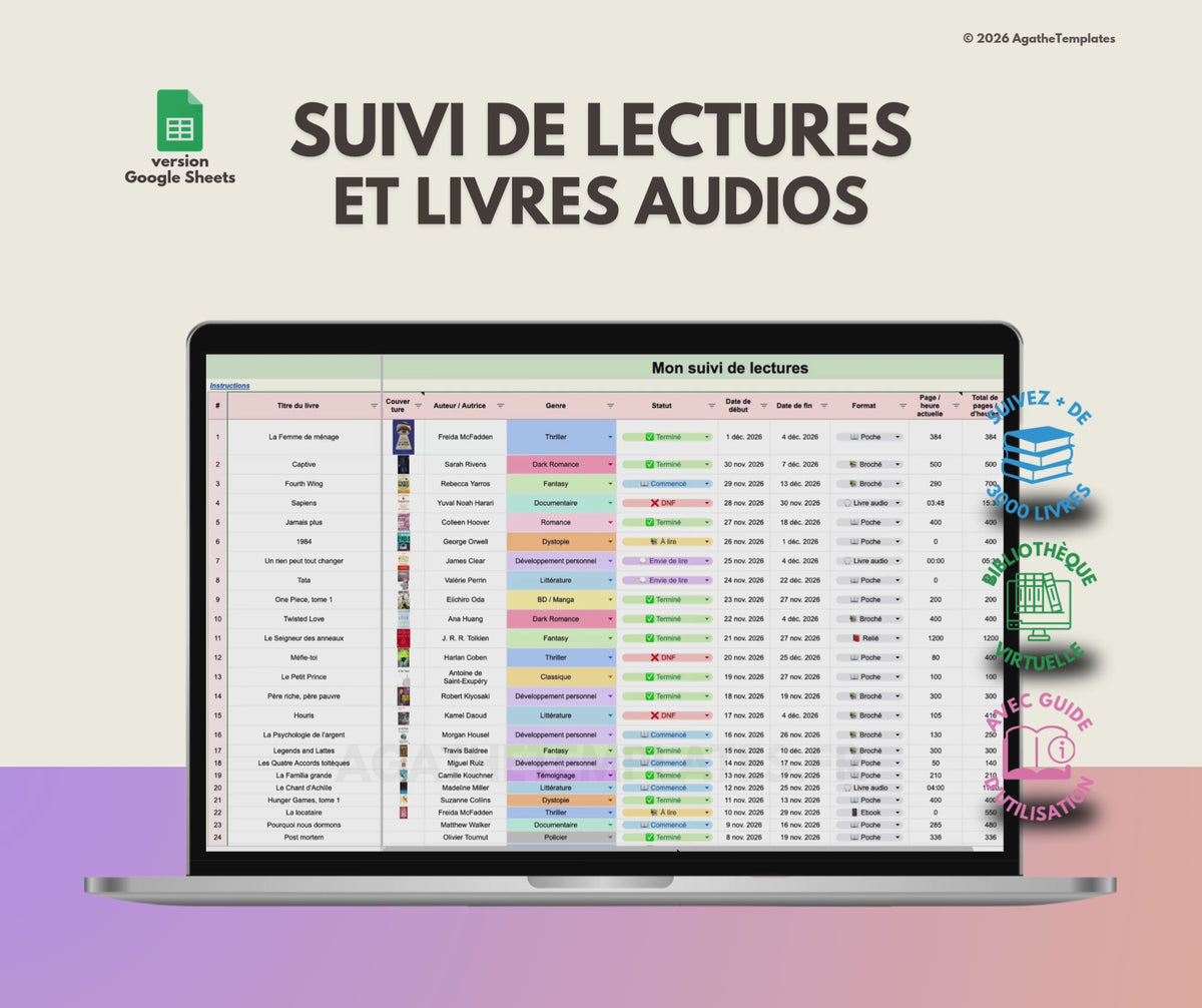 Suivi de lecture & bibliothèque | PAL, Wishlist, Sagas et template