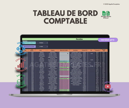 Tableau de bord comptable - version sombre