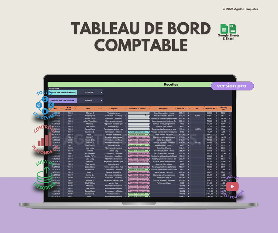 Tableau de bord comptable - version sombre