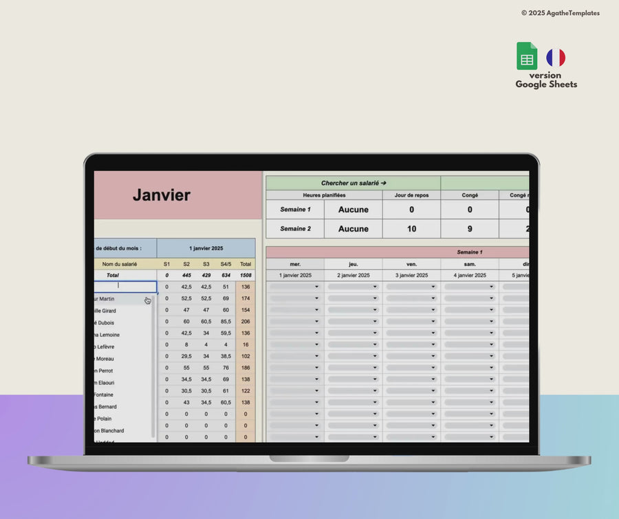 Planning des horaires salariés