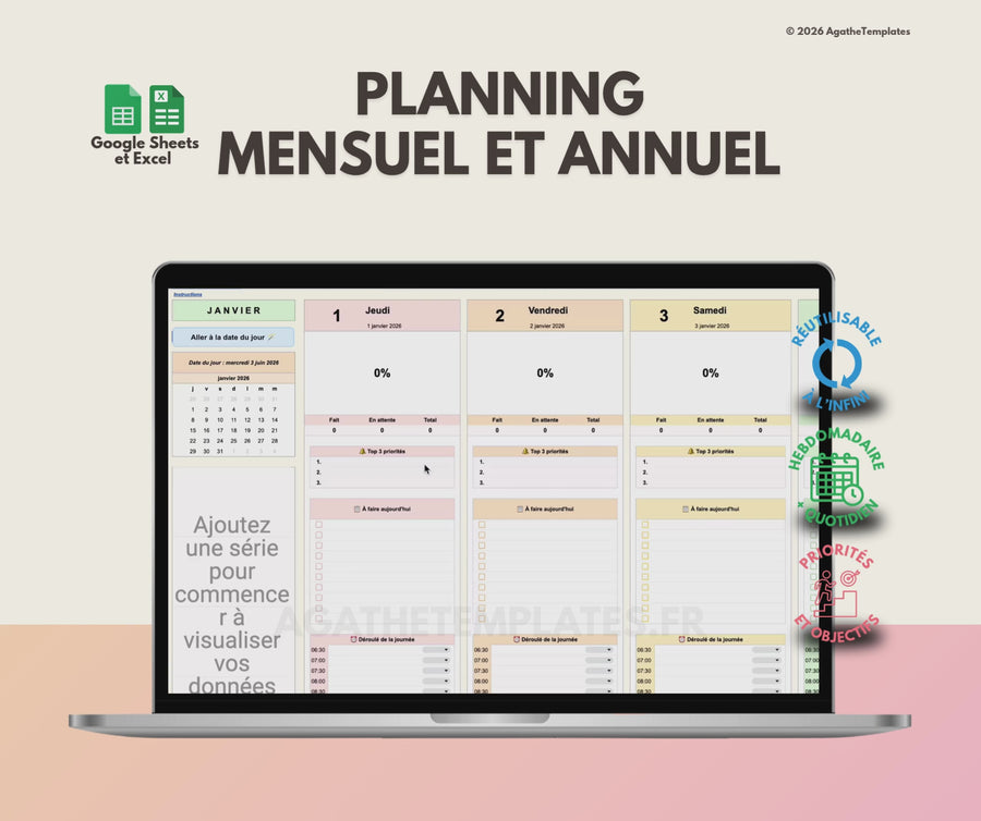 Planning mensuel et annuel