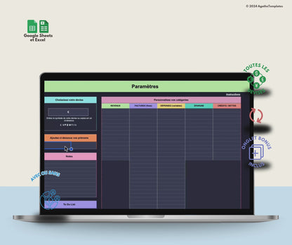 Budget Couple mensuel et annuel sombre