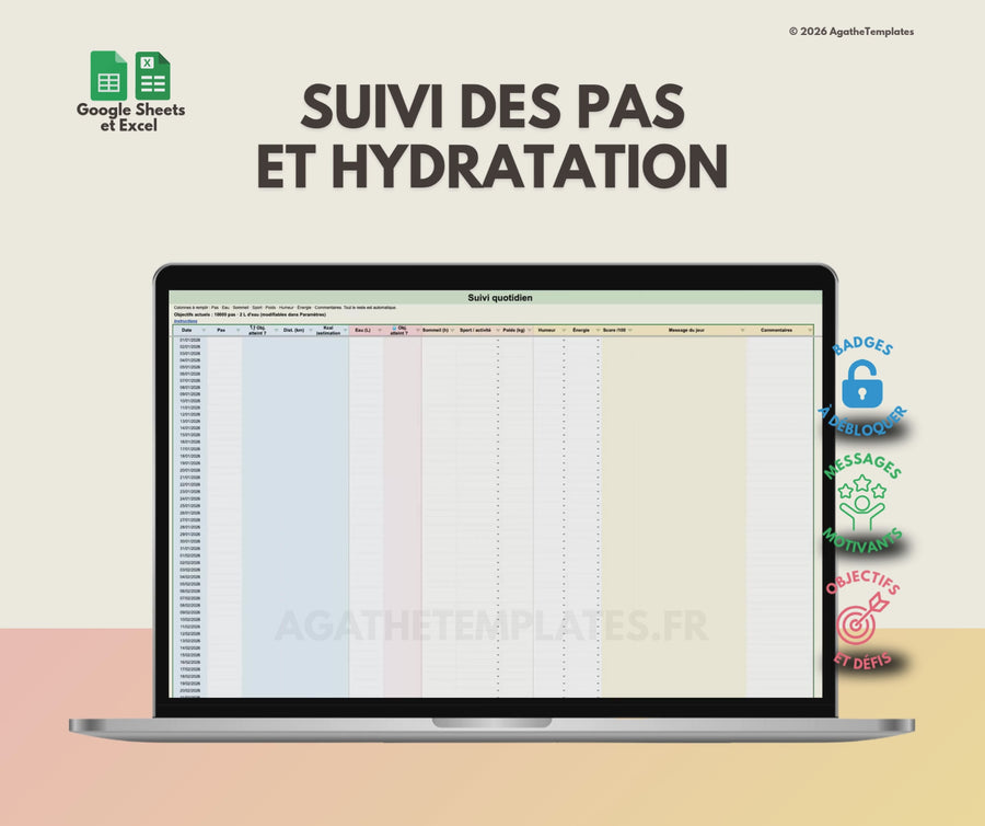 Suivi de pas et hydratation