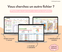 Aperçu d'autres templates de la boutique dont le budget mensuel et annuel et la to do list