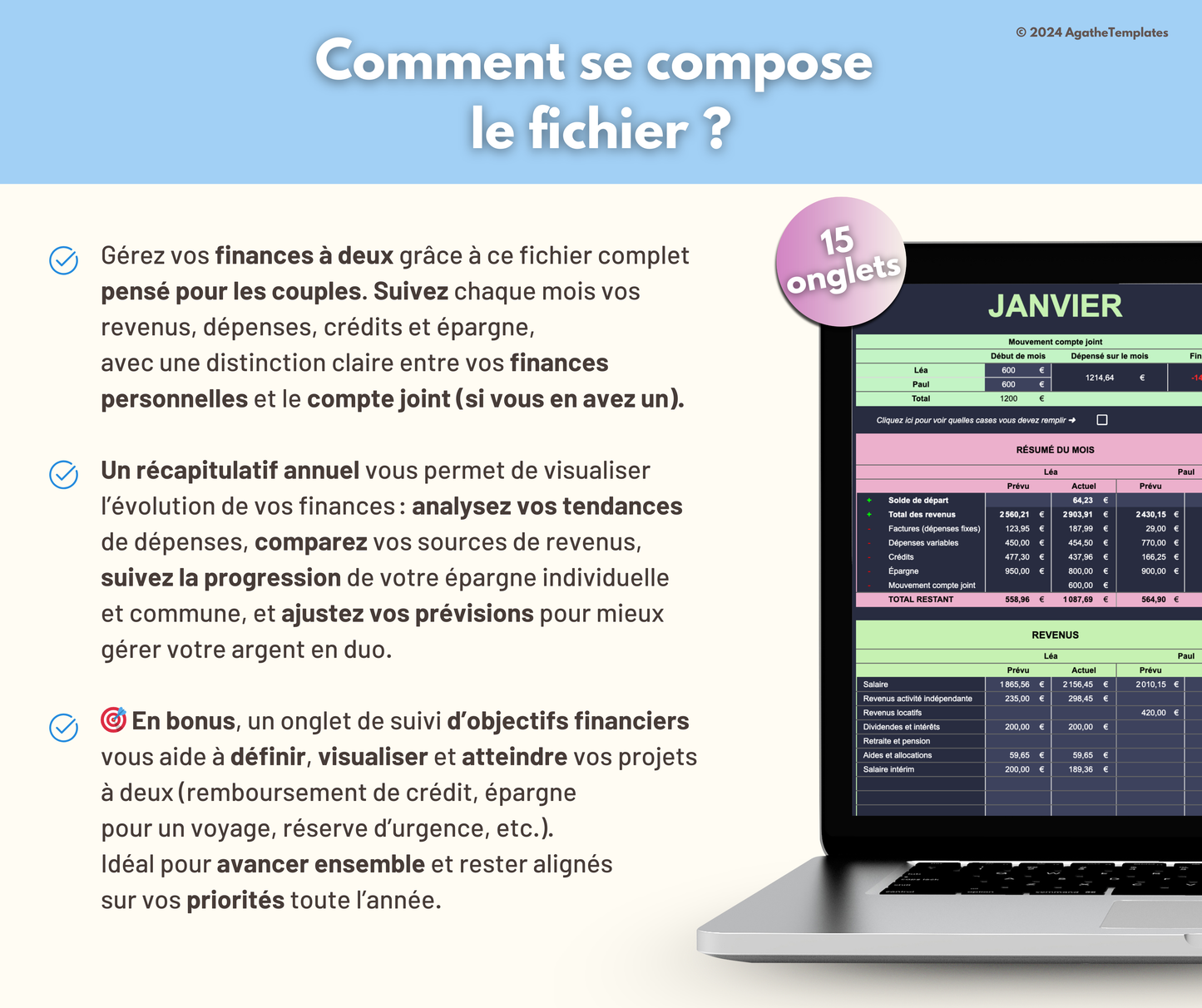 Budget Couple mensuel et annuel sombre