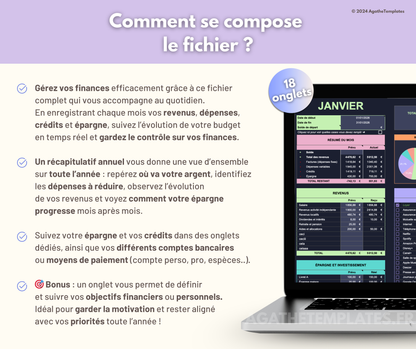 Budget mensuel et annuel sombre