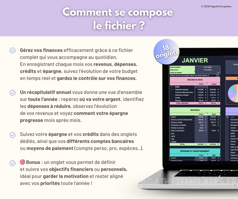 Budget mensuel et annuel sombre