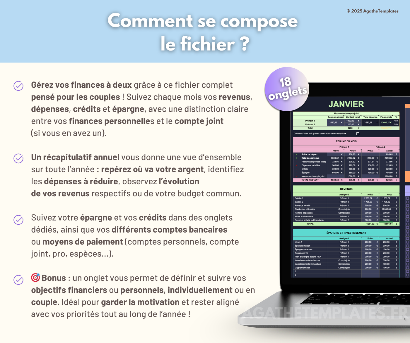 Budget Couple mensuel et annuel sombre