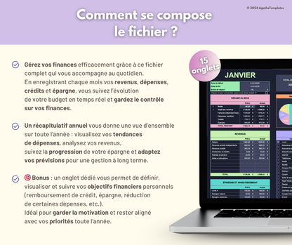 Budget mensuel et annuel sombre