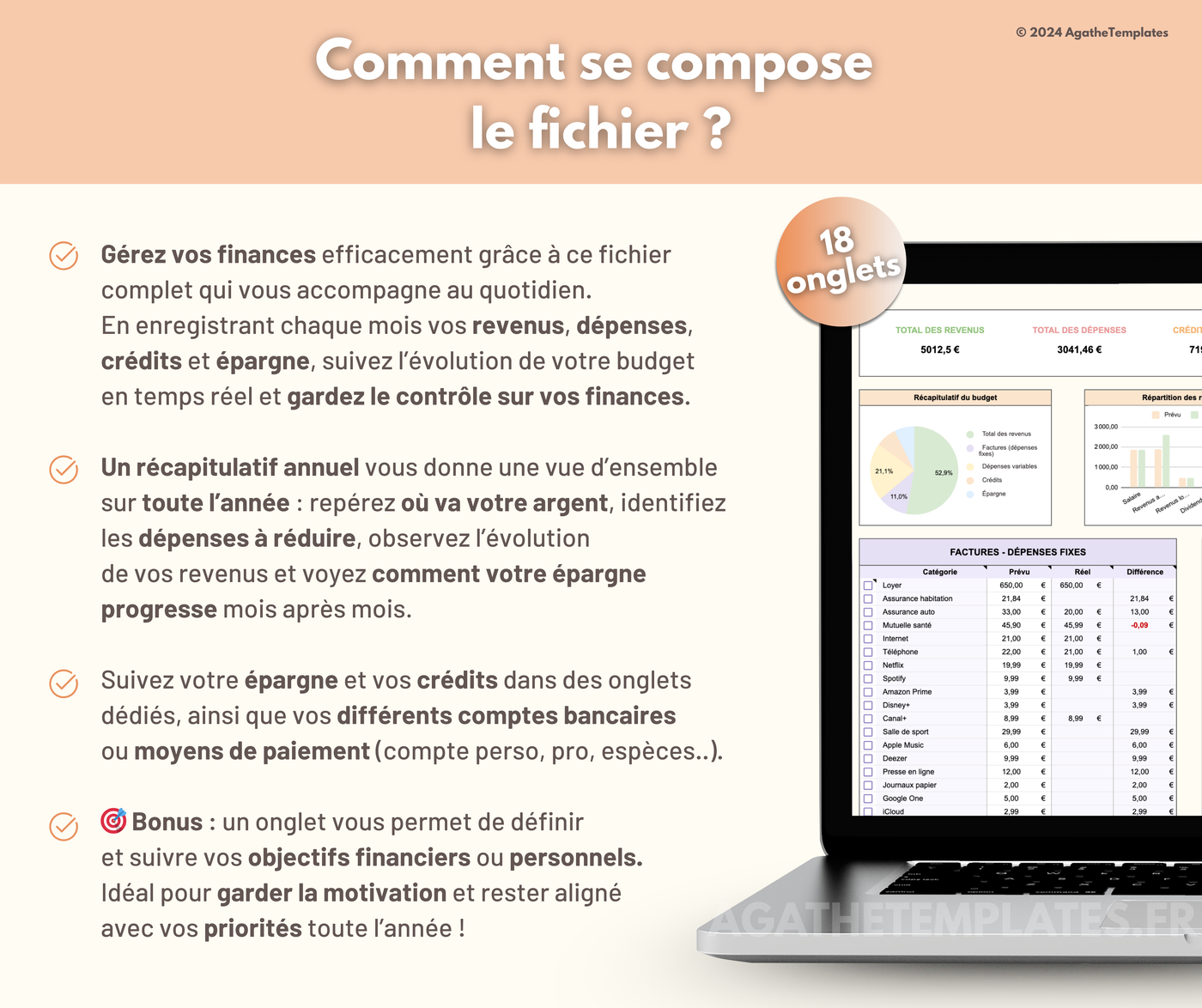 fichier planner tableur budget template