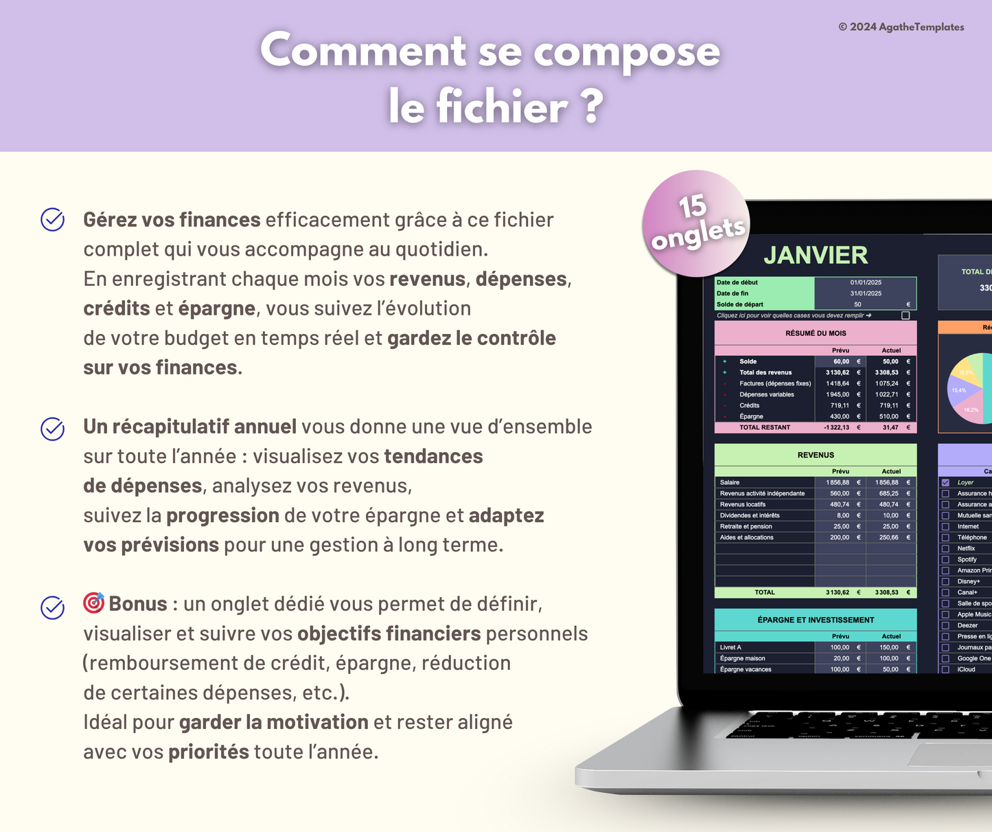 Budget mensuel et annuel sombre