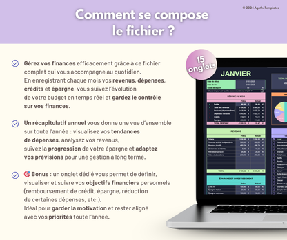 Budget mensuel et annuel sombre