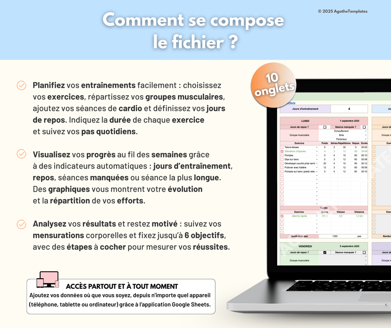 Suivi exercices et séances de musculation planning