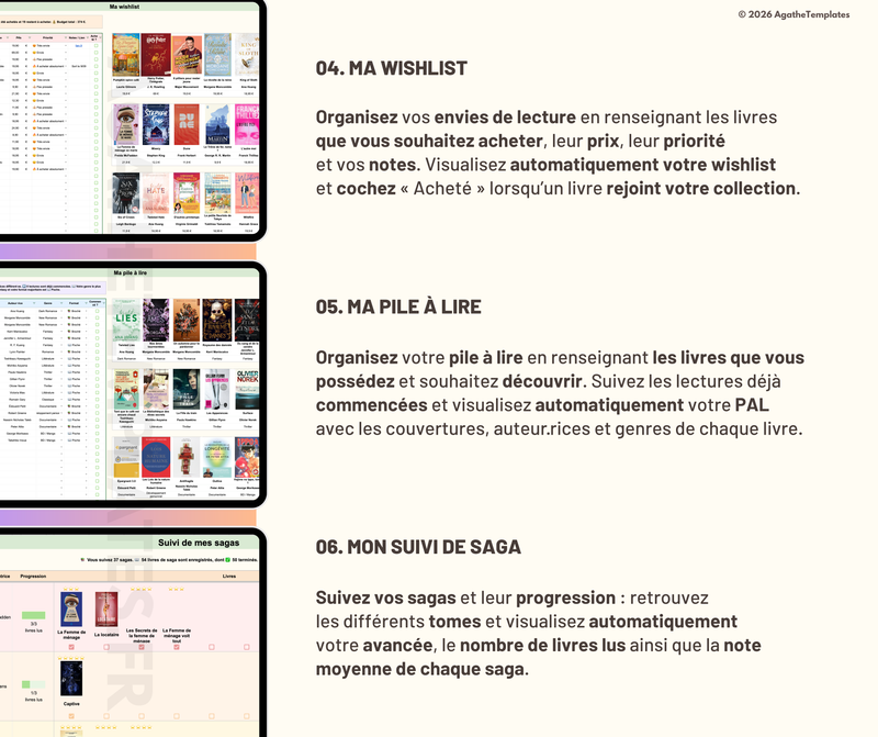 Suivi et journal des lectures, book tracker