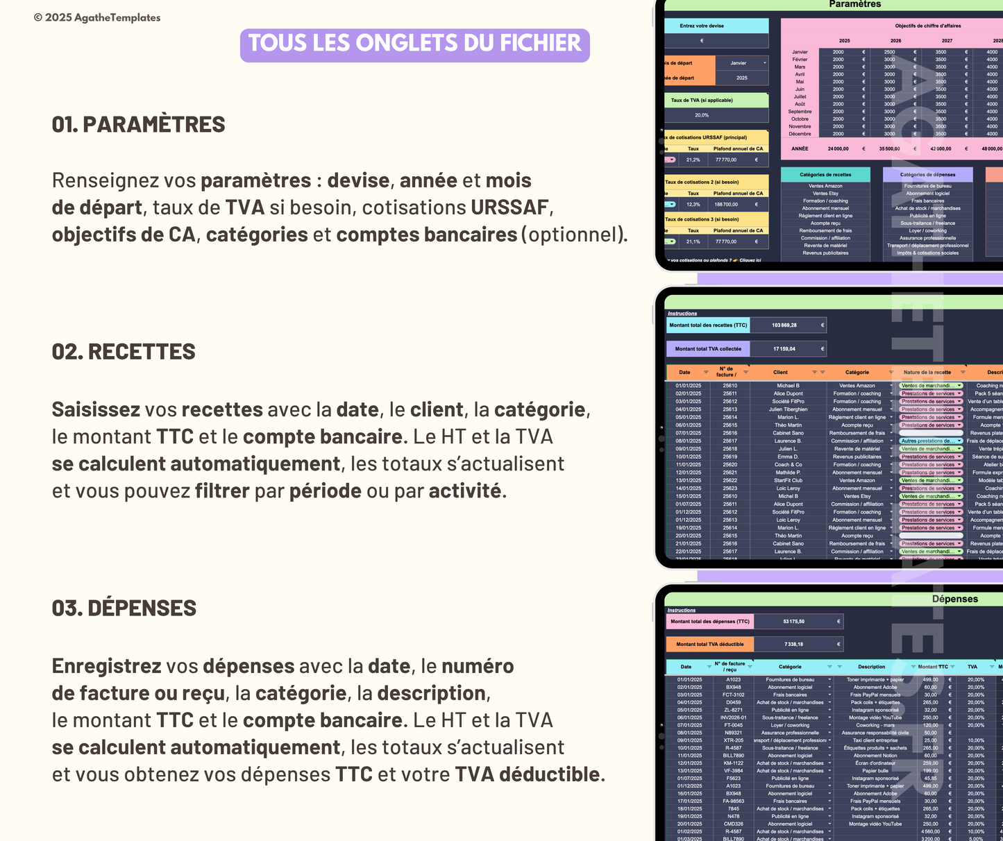 Tableau de bord comptable - version sombre