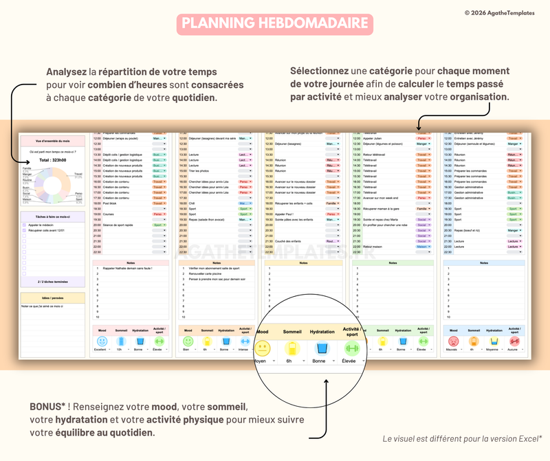 Planning mensuel et annuel