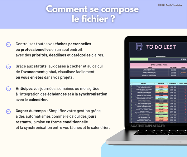 To Do List et calendrier automatisé sombre