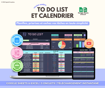 To Do List et calendrier automatisé sombre