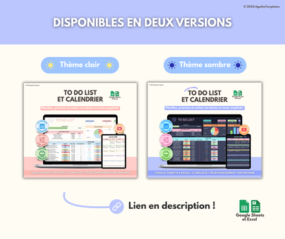 To Do List et calendrier automatisé sombre